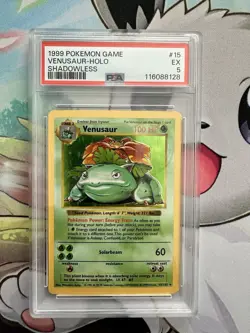 1999 POKEMON BASE SET SHADOWLESS #15 VENUSAUR-HOLO PSA 5 - Image 1