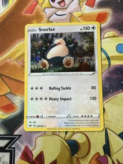 Full HD Swirl 🌀 Snorlax 140/202 HD Cosmos Holo Sword & Shield Promo Pokemon NM - Image 2