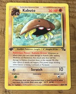 Pokemon TCG Kabuto #50/62 Non Holo 1st Edition Vintage 1999 - Image 1