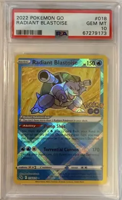2022 POKEMON GO #018 RADIANT BLASTOISE PSA 10 - Image 1