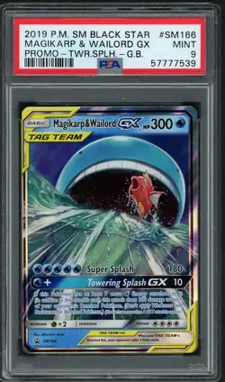 POKEMON MAGIKARP & WAILORD GX 2019 SM BSP TWR.SPLH.-G.B #SM166 PSA 9 - Image 1