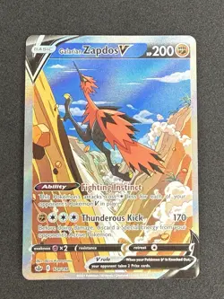 Pokemon TCG Galarian Zapdos V Alternate Full Art Chilling Reign 174/198 - Image 1
