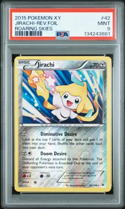 2015 Pokemon Xy Roaring Skies #42 Jirachi-Rev.Foil Roaring Skies PSA 9 - Image 1