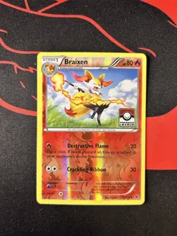 Braixen 12/124 Reverse Holo Pokemon League Stamped LP - Image 1