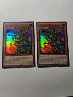 Yugioh! 2x Tellusion the Magna Warrior BPRO-EN004 Super Rare 1st Ed NM - Image 1