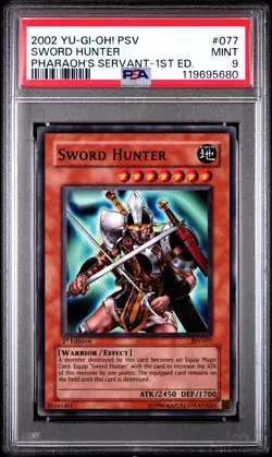 2002 YU-GI-OH! PSV-PHARAOH'S SERVANT 1ST ED #077 SWORD HUNTER PSA 9 - Image 1
