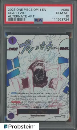 2025 One Piece OP11 EN Alternate Art #080 Gear Two Luffy PSA 10 GEM MINT - Image 1