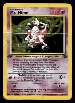 Mr Mime 6/64 1st Edition Holo Rare Jungle Set Pokemon Card - Image 1