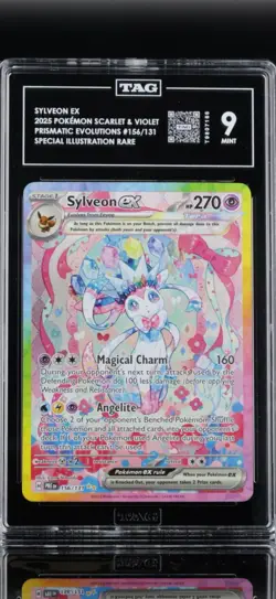 Pokemon TCG Scarlet & Violet Prismatic Evolutions Sylveon EX Card 156/131 TAG 9 - Image 1