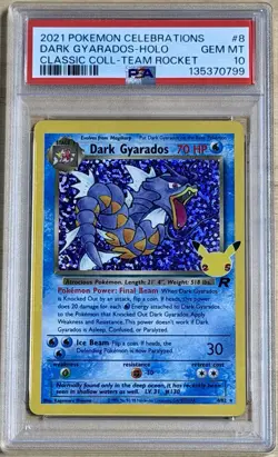 2021 POKEMON CELEBRATIONS CLASSIC COLLECTION #8 DARK GYARADOS-HOLO PSA 10 Gem 💎 - Image 1