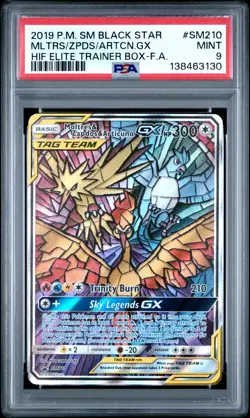 2019 POKEMON SM BLACK STAR PROMO FULL ART/MOLTRES & ZAPDOS & ARTICUNO GX PSA 9 - Image 1