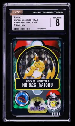 1997 Pokemon Bandai Sealdass Part 2 Raichu CGC 8 Japanese #026 Prism Holo - Image 1