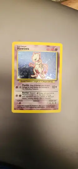 Pokemon TCG Base Set Mewtwo Holo Card 10/102 Rare MP - Image 1