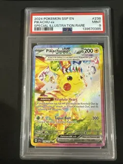 2024 POKEMON SSP EN-SURGING SPARKS SPECIAL ILLUSTRATION RARE PIKACHU EX PSA 9 - Image 1