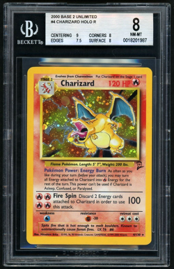 Pokemon Charizard 2000 Base 2 Unlimited Holo Rare BGS 8 - Image 1