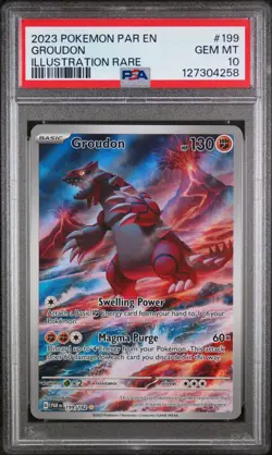 PSA 10 GEM Mint Groudon 199/182 Illustration Rare - Pokemon Paradox Rift SV04 - Image 1