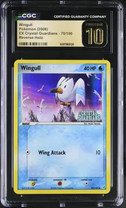CGC 10 PRISTINE Wingull Crystal Guardians 70/100 Reverse Holo STAMPED Pokemon - Image 1
