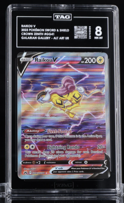 POKEMON RAIKOU V 2023 SWSH CROWN ZENITH GALARIAN GALLERY #GG41 FULL ART UR TAG 8 - Image 1