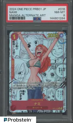 2024 One Piece PRB01 JPN Manga Alternate Art #016 Nami PSA 8 NM-MT - Image 1