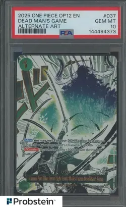 2025 One Piece OP12 EN Alternate Art 037 Demon Aura Sword/Dead Man's Game PSA 10 - Image 1