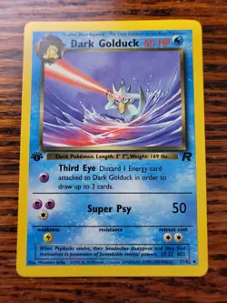 1st Edition Vintage Pokemon Card Dark Golduck Uncommon Team Rocket 37/82 VLP - Image 1