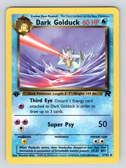 1st Edition Vintage Pokemon Card Dark Golduck Uncommon Team Rocket 37/82 LP - Image 1
