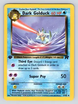 1st Edition Vintage Pokemon Card Dark Golduck Uncommon Team Rocket 37/82 LP - Image 3