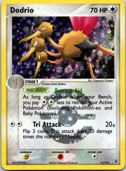 Dodrio 21/112 EX FireRed & LeafGreen Pokemon Card Reverse Holo Foil Rare MP - Image 1