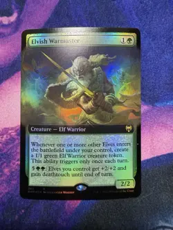 1x Elvish Warmaster MTG Kaldheim Extended Art Rare Foil NM - Image 1