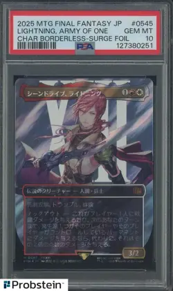 2025 MTG Final Fantasy Borderless Surge Foil JPN Lightning Army of One PSA 10 - Image 1