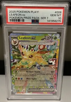 2025 Pokemon Play! Leafeon ex #006 Prize Pack Series 7 PSA 10 Gem Mint - Image 1