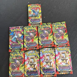 Pokemon TCG Mega Evolution Phantasmal Flames Booster Pack Art Set 9 Packs Total - Image 1