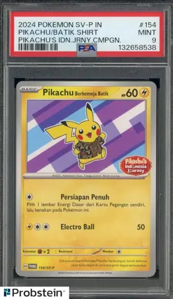 2024 Pokemon SV-P Pikachu Indonesia Batik Shirt #154 PSA 9 MINT - Image 1