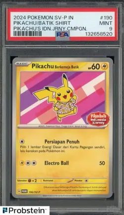 2024 Pokemon SV-P Pikachu Indonesia Batik Shirt #190 PSA 9 MINT - Image 1