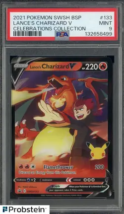 2021 Pokemon SWSH BSP Celebrations Collection #133 Lance's Charizard V PSA 9 - Image 1