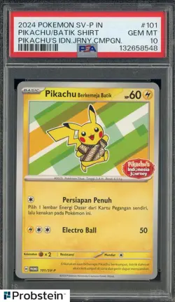 2024 Pokemon SV-P Pikachu Indonesia Batik Shirt #101 PSA 10 GEM MINT - Image 1