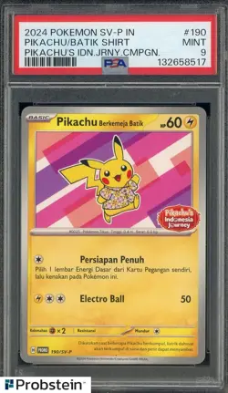2024 Pokemon SV-P Pikachu Indonesia Batik Shirt #190 PSA 9 MINT - Image 1
