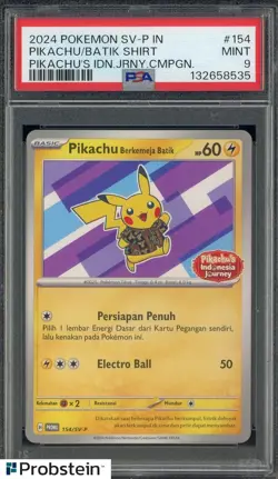 2024 Pokemon SV-P Pikachu Indonesia Batik Shirt #154 PSA 9 MINT - Image 1