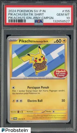 2024 Pokemon SV-P Pikachu Indonesia Batik Shirt #155 PSA 10 GEM MINT - Image 1