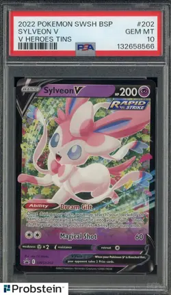 2022 Pokemon SWSH BSP BSP V Heroes Tins #202 Sylveon V PSA 10 GEM MINT - Image 1