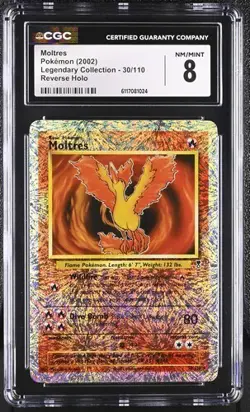 Pokemon Moltres 2002 Legendary Collection 30/110 Reverse Holo CGC 8 - Image 1