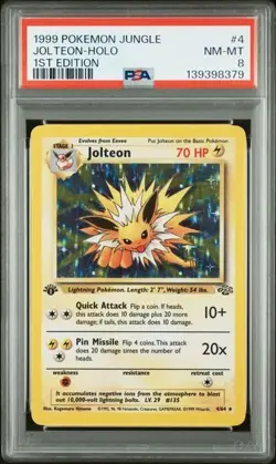POKEMON JOLTEON 1999 JUNGLE 1ST EDITION #4 HOLO PSA 8 - Image 1