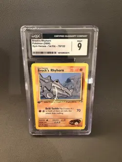 Pokemon Brock's Rhyhorn Gym Heroes 1st Edition CGC 9 #70/132 2000 - Image 1