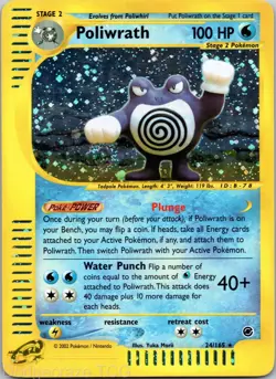 Poliwrath 24/165 Holo Rare Expedition Base Set Pokemon MP - Image 1