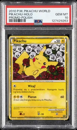 2010 POKEMON WORLD COLL POLISH PIKACHU-HOLO PSA 10 - Image 1