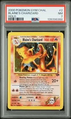 POKEMON BLAINE'S CHARIZARD 2000 GYM CHALLENGE #2 HOLO PSA 7 - Image 1