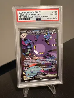 Pokemon TCG PSA 8 Team Rocket's Crobat ex 234 Destined Rivals Illustration Rare - Image 1