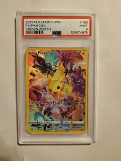 PSA 9 Pikachu 2023 POKEMON SWSH 160/159 Full Art Crown Zenith #160 MINT Secret - Image 1