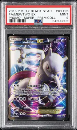 2016 POKEMON XY BLACK STAR PROMO SUPER-PREM COLL #XY125 FULL ART/MEWTWO EX PSA 9 - Image 1