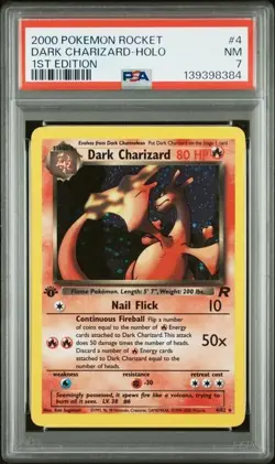 POKEMON DARK CHARIZARD 2000 ROCKET 1ST EDITION #4 HOLO PSA 7 - Image 1